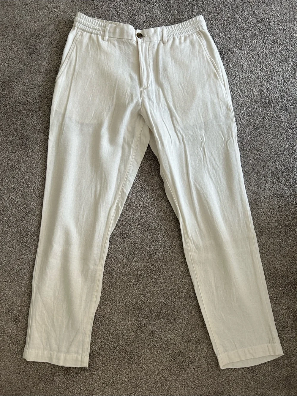 Banana Republic White Athletic Slim Linen-Blend Pants